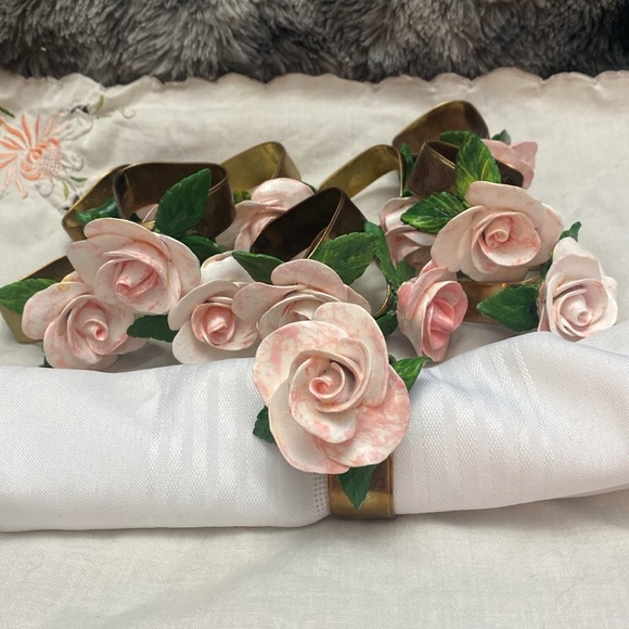 Elegant Pink Rose Napkin Rings- set of 12 - Picture 5 of 16